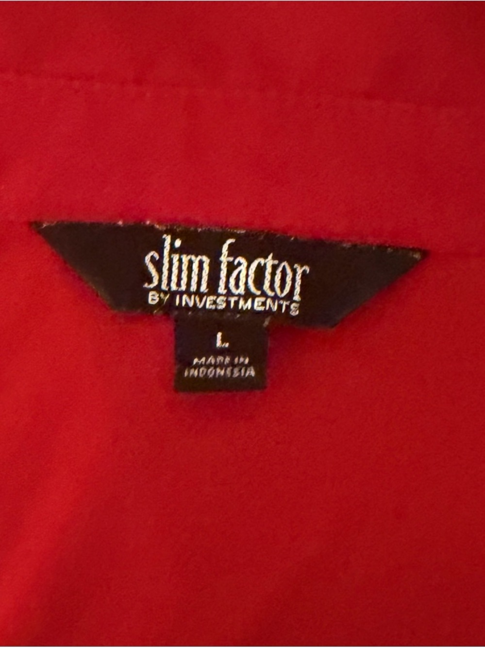 Slim Factor by Investments Red Button Up Tunic Shirt Blouse Large L Roll Tab - Picture 6 of 6
